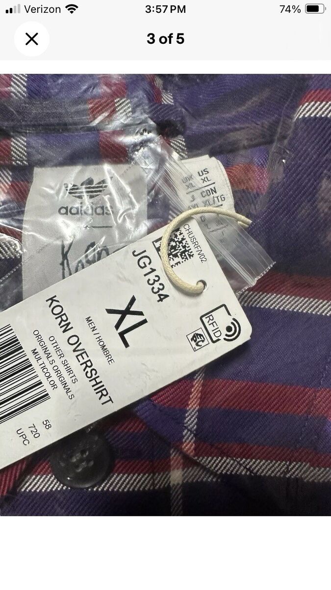 Adidas x Korn Long Sleeve Purple Flannel Overshirt Mens XL Adidas x Korn Long Sleeve Purple Flannel Overshirt Mens XL