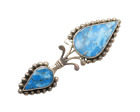 Pointed Design Brooch Pin Bp4979 925 Sterling Silver Vintage Inlaid Turquoise