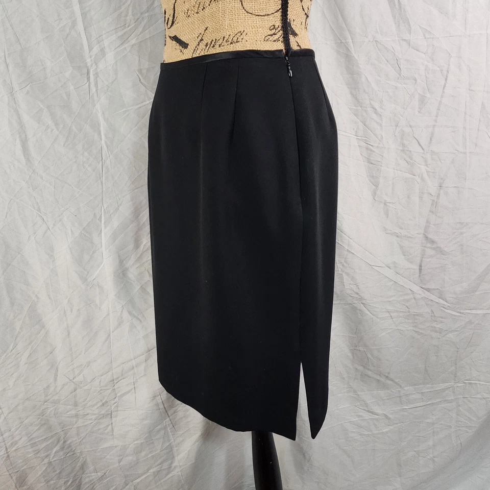 Falda forrada vintage 90 KASPER ASL Petite talla 6 negra seda satinada abertura lateral Foto 2 de 4