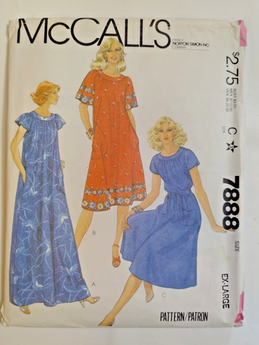 Dress Caftan Gown Muumuu XL 18 20 McCalls 7888 Sewing Pattern Cut McCall's VTG