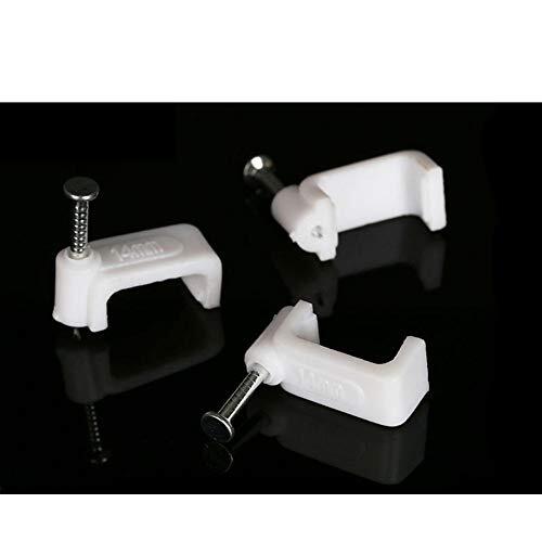 100PCS 14mm Flat Ethernet Cable Clips Coaxial Wire Clamps Self-Adhesive Organizers-image