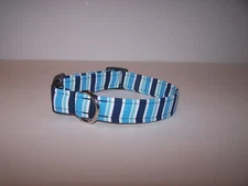Wet Nose Designs Simply Stripes Blue & White Dog Collar Stripe