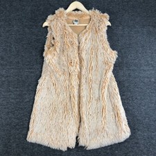 Ivy Jane Vest Women Small Open 130000 Shaggy Fuzzy Faux Fur Jacket Made in USA