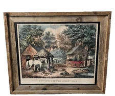Currier And Ives A Glimpse Of The Homestead Lithograph Marked FF Palmer