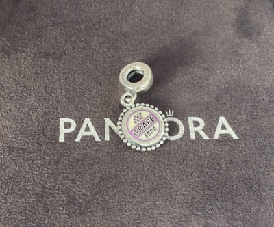 Pandora ''UP'' Grape Soda Badge  Dangle Charm S925 Sterling Silver Jewelry