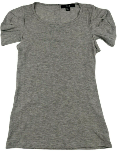 Forever 21 Shirt Womens Size L/G XXI Silver Grey Short Sleeve Top Made In USA