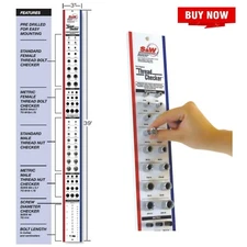 Nut & Bolt Thread Checker Measuring Tool Vertical Wall Mount Sae & Metric Gauge
