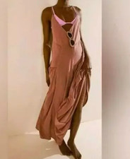 NWT FREE PEOPLE EROS Strappy V Neck Open Back Flowy Maxi Dress M Antique Oak