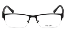 Guess GU50017 002 Matte Black Metal Semi Rim Optical Eyeglasses Frame 56-18-145