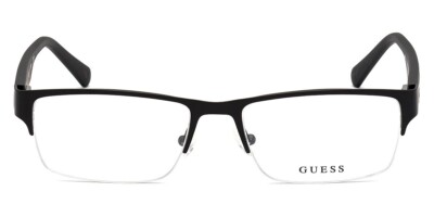Guess GU50017 002 Matte Black Metal Semi Rim Optical Eyeglasses Frame 56-18-145