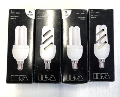 4er Pack Edi Light Energiesparlampe Sparlampe E14 5W 5 Watt 2U warmweiß Neu