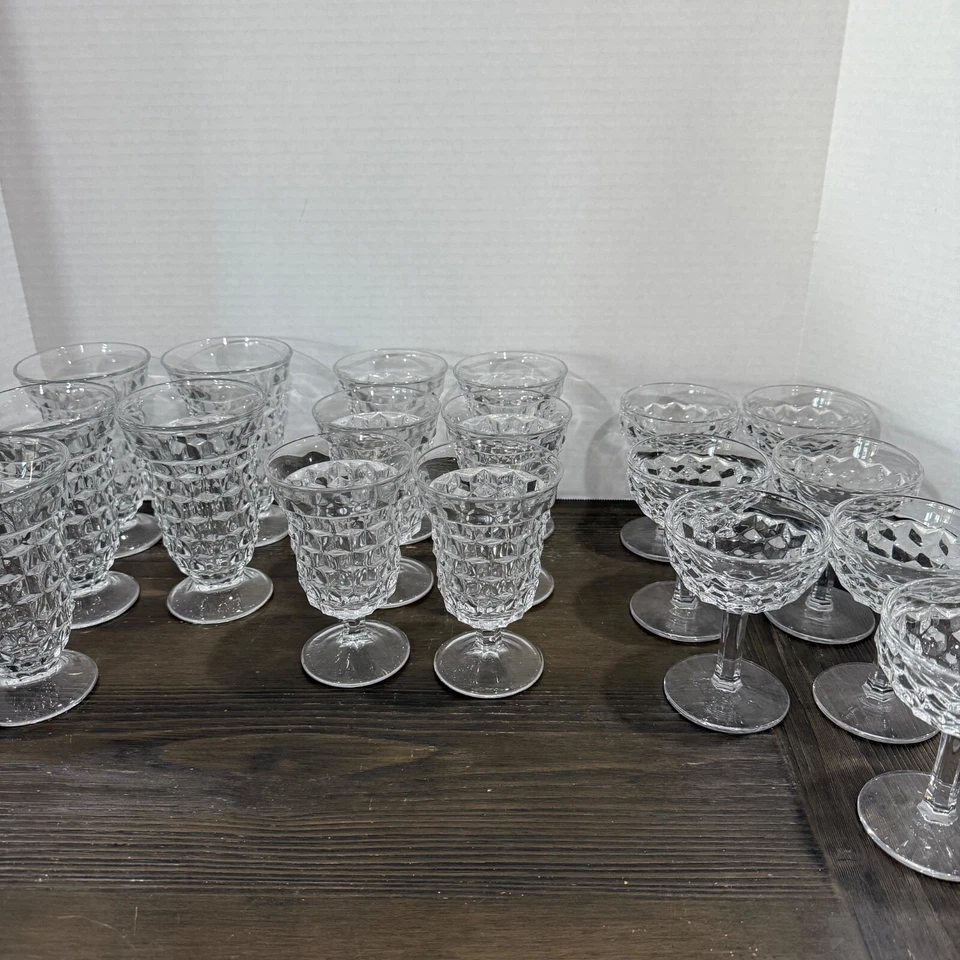 Juego de cristalería con patas American Fostoria vintage plato, jarra de azúcar/crema aprox. Foto 4 de 4