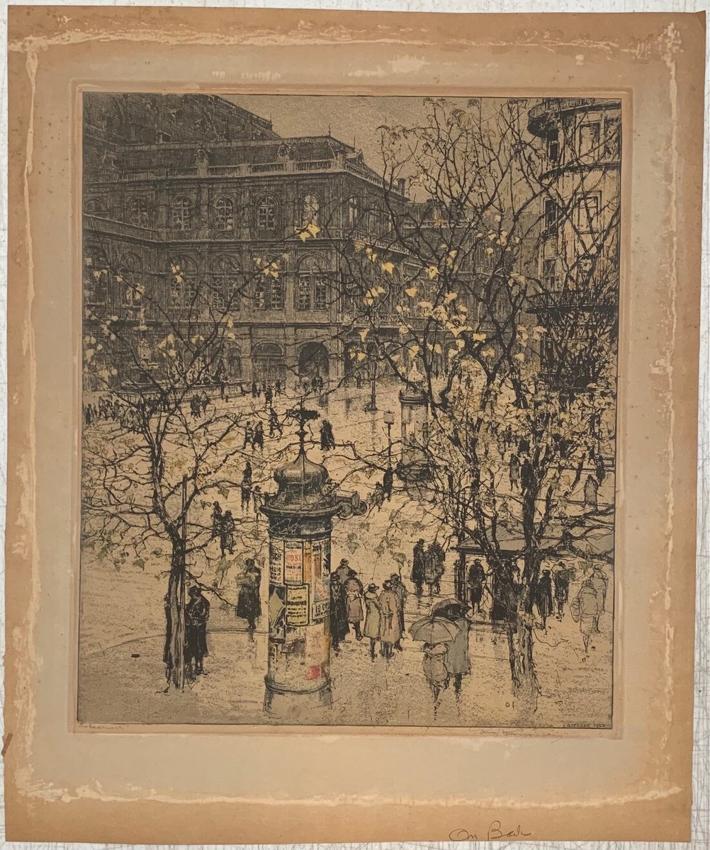 Original 1922 LUIGI KASIMIR 'Vienna Opera House' Austria Signed