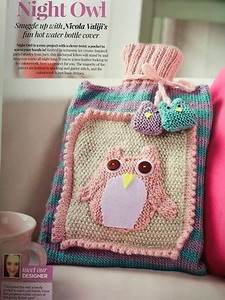 KNITTING PATTERN Cute Night Owl Hot Water Bottle Cover Owl Motif & Charm ...