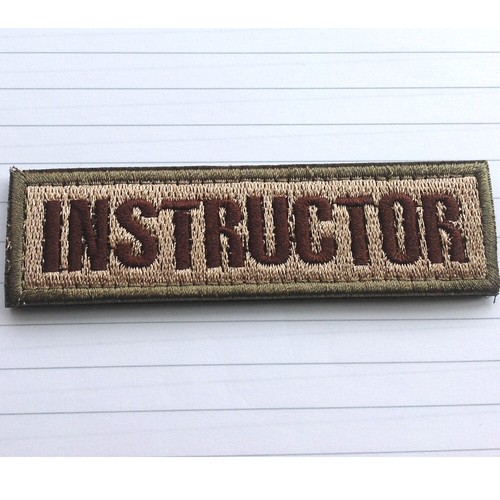 INSTRUCTOR TAB TACTICAL USA ARMY EMBROIDERED HOOK LOOP PATCH DESERT TAN - Picture 5 of 5
