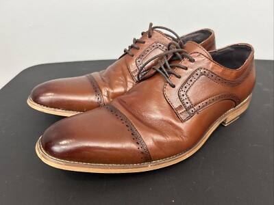 Stacy Adams Shoes Mens 11 M Dickinson Dress Cap Oxford 25066-221 Brown  Leather | eBay