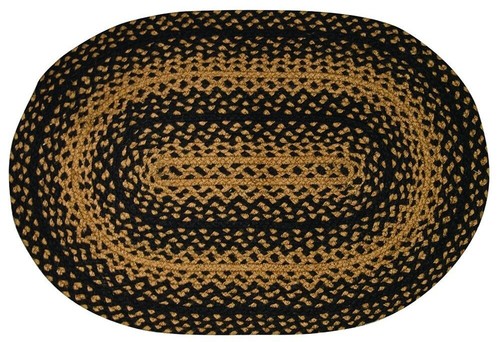 Ebony Braided Area Rug By IHF Rugs. Oval & Rectangle. Many Sizes. Black/Tan - Picture 39 of 55