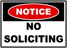 NOTICE NO SOLICITING DECAL SAFETY SIGN OSHA RETAIL