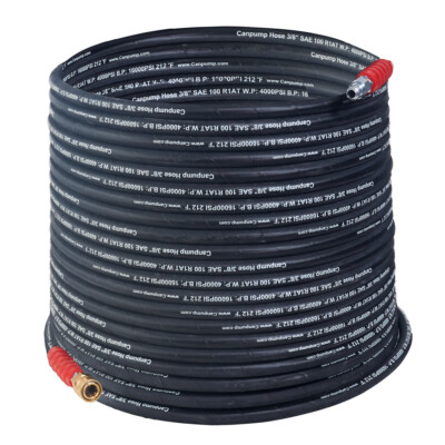 #ad 3 8 in Hot Water Wire Braided Black Hose 4000 psi Quick Connect $105.00
