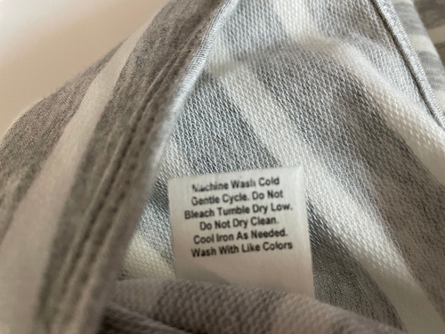 ECLA Womens Pullover T-Shirt Size S Gray White Striped Round Neck Front Knot - Picture 7 of 7