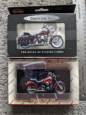 VTG 2 NEW SEALED HARLEY DAVIDSON MOTORCYCLE COLLECTOR TIN PLAYING CARD SETS