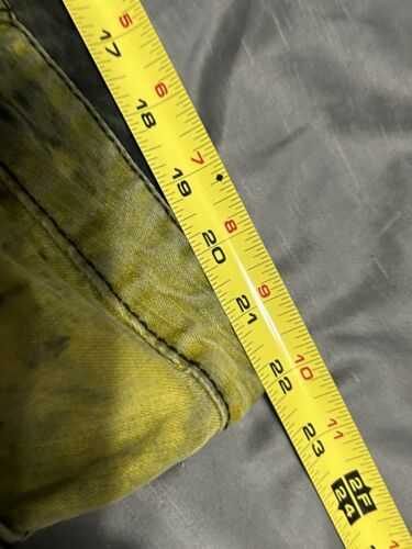 Robins Jeans Mens Jeans 44 Yellow Black Studded Tye Dye Distressed Gold Designer - Picture 11 of 14