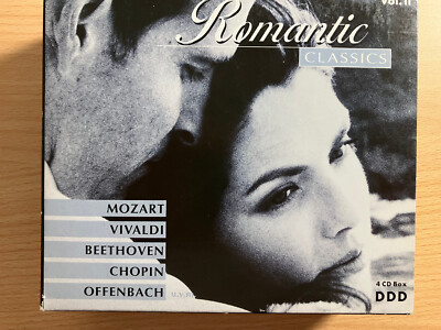 4 CDs Romantic Classics, Mozart, Vivaldi, Beethoven, Chopin, Offenbach