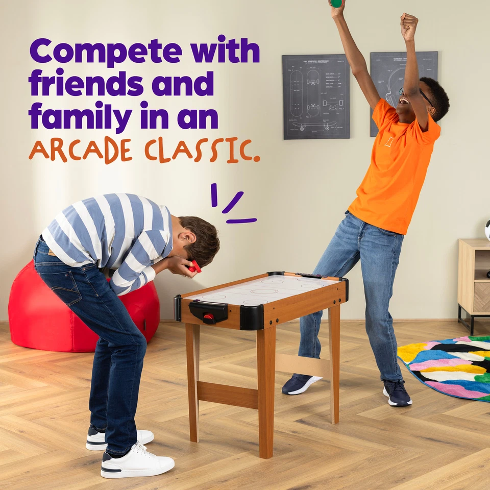 Freestanding Air Hockey Table Battery Operated Pushers Pucks Family Game Play  - Image 4 of 4