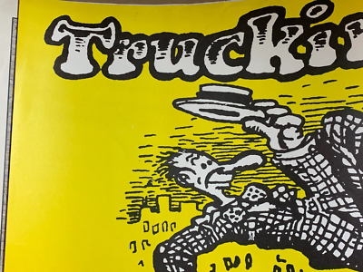 KEEP ON TRUCKIN' VINTAGE 1970's BLACKLIGHT HEADSHOP POSTER -Yellow