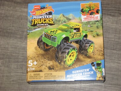 MEGA HOT WHEELS MONSTER TRUCK BUILD IT! GUNKSTER MONSTER TRUCK 69 PCS MATTEL NEW