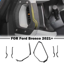 Inner Center Console Handle Strips Cover Bezel For Ford Bronco 2021+Carbon Fiber