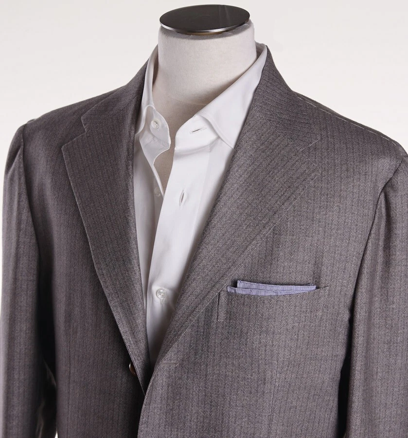 NUEVO CON ETIQUETAS $2995 SARTORIO NAPOLI por KITON Avena Espiga Lana Abrigo Deportivo Delgado 42 R Foto 2 de 4