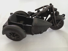 Vintage Cast Iron Motorcycle with Side Car Black Marked 5 1930s style motorcycle