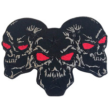 Three Skull Black Large biker rider clothes badge Iron/Sew on Embroidered patch