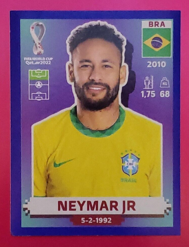 Neymar Jr. #BRA17 Brazil Blue Parallel- 2022 Panini FIFA World Cup Qatar Sticker