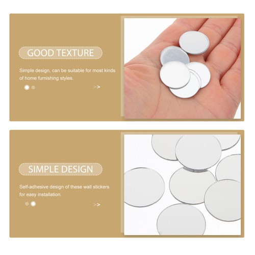 200 Pcs Mirror Wall Stickers Round Surface Decorative Decal for Home - Picture 3 of 12