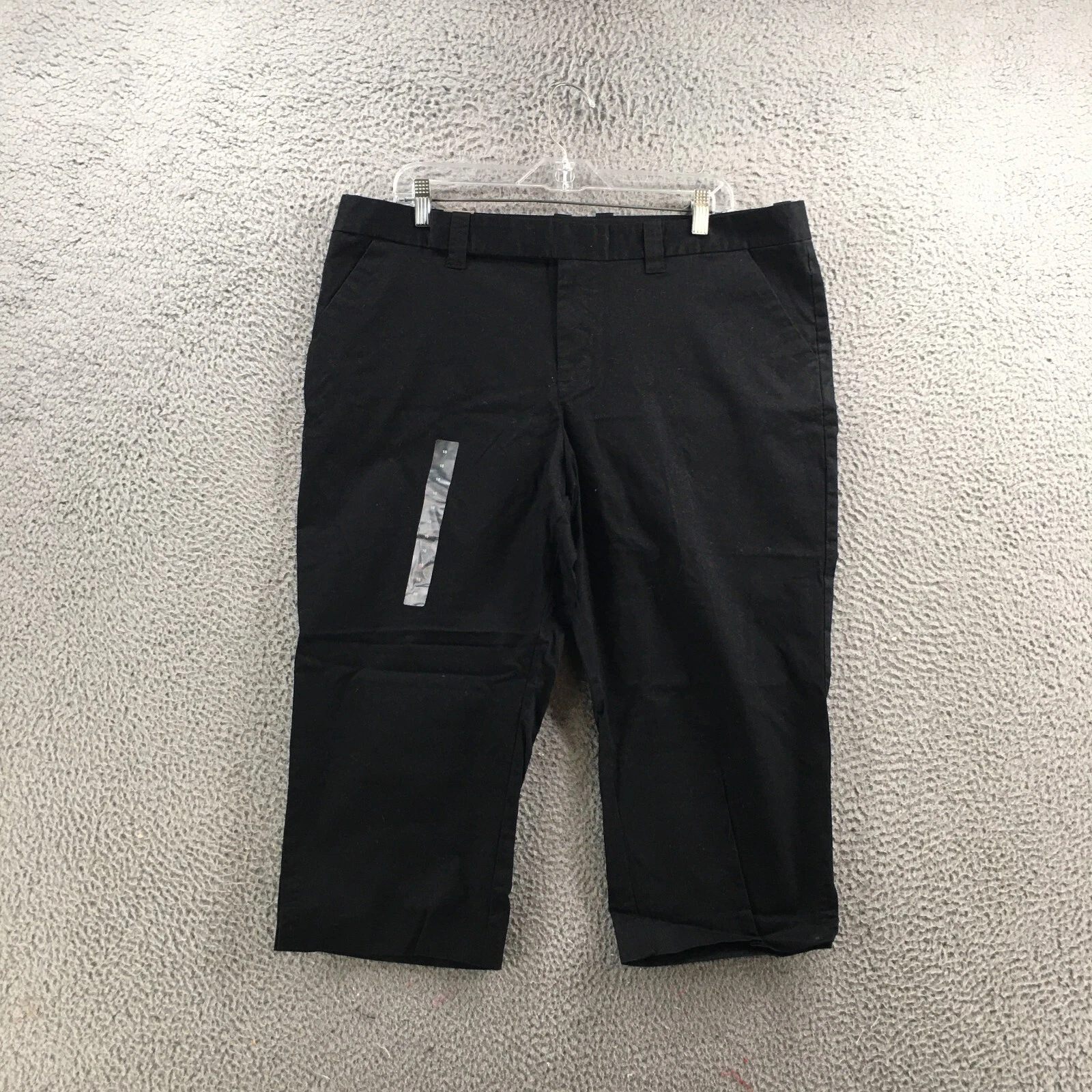 GAP Capri Pants Womens 18 Black High Rise Zip Fly Cotton Blend Pocket Casual NEW