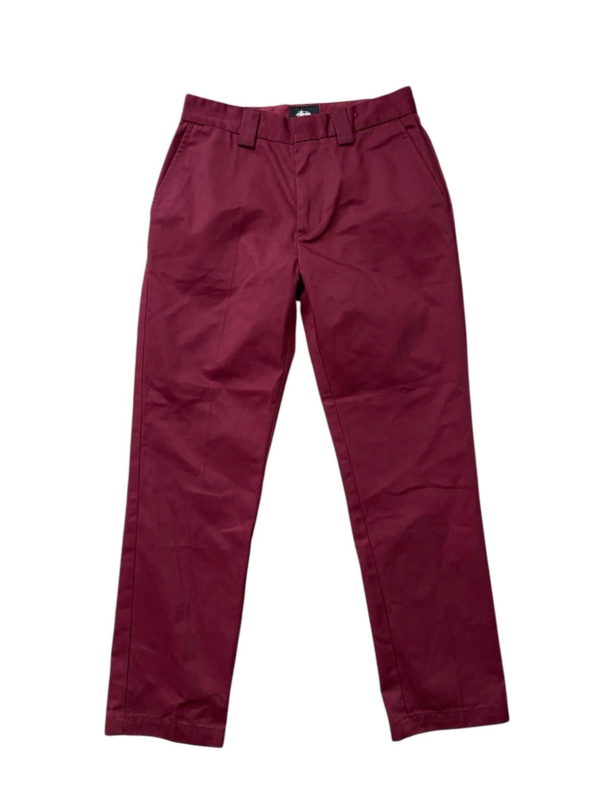 Pantalon Stussy Hank homme 28x28 bordeaux jambe droite coupe régulière sergé