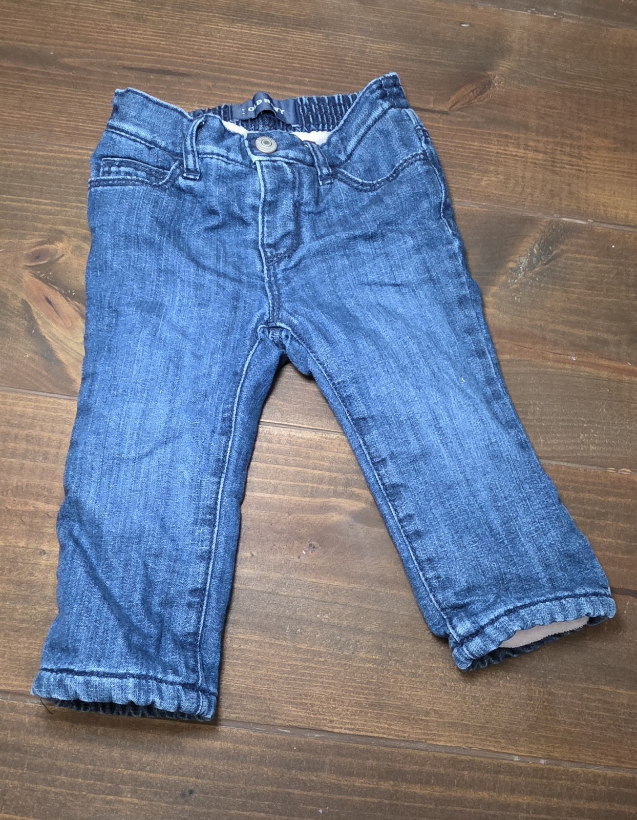 Old Navy Fleece Lined Baby Girl Jeans, Size 12-18 Months