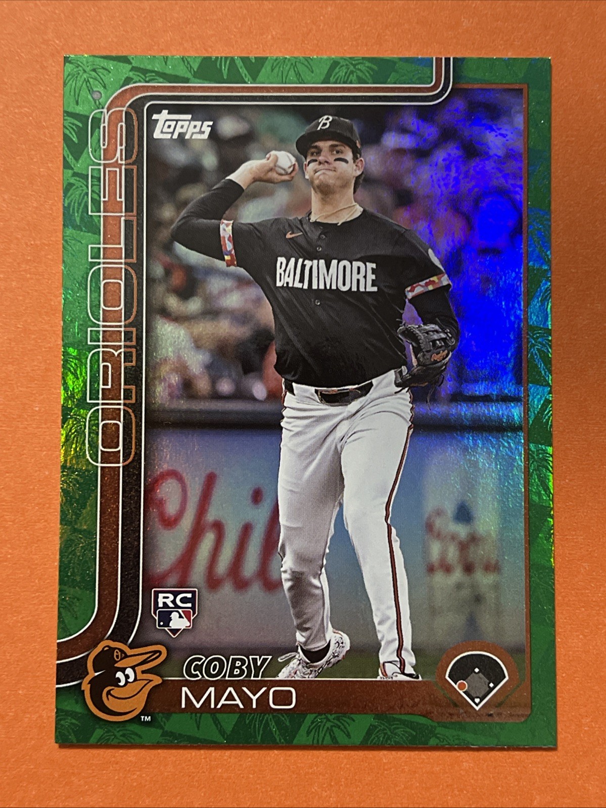 2025 Topps Green Spring Training Coby Mayo RC #73/99 Baltimore Orioles #20