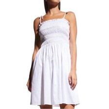 Tory Burch Smocked Cotton Dress Resortwear Medium Luxury Designer Cottagecore