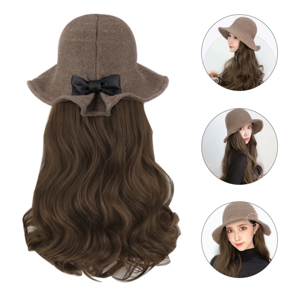 APL Cappello da pescatore parrucca signorina donna donna lungo riccio parrucca