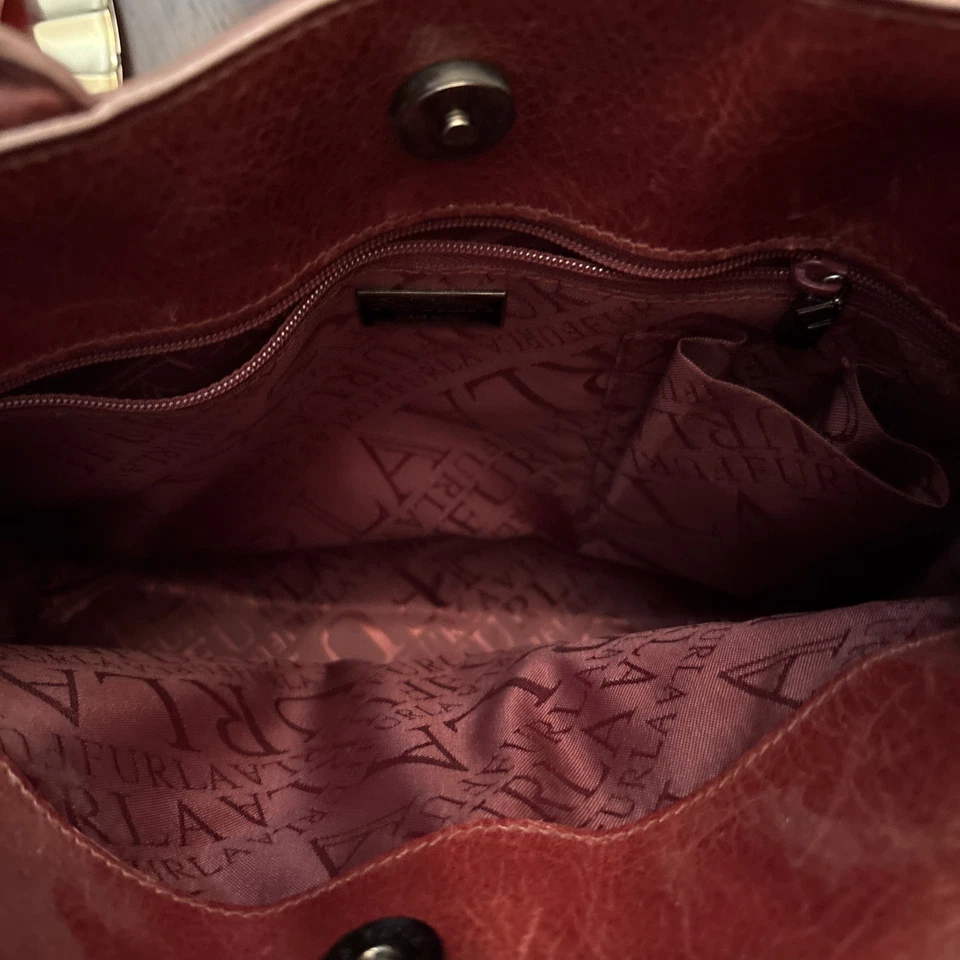 FURLA Brown Leather Handbag Vintage Purse Shoulder Bag with Dust Bag - Image 4 of 4