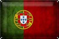 Schild Blech 30X20Cm - Made In Germany - Flagge Portugal Fahne Metall Deko Blech