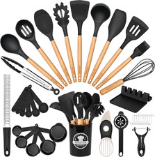 Kitchen Utensils Set, 39 PCS Silicone Cooking Utensils Set with Wooden Handle, 4