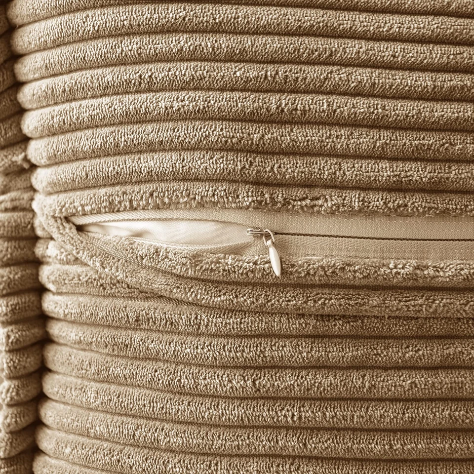 MIULEE 2PC 12x12 Khaki Boho Corduroy Striped Patchwork Throw Pillow Covers - Image 3 of 4