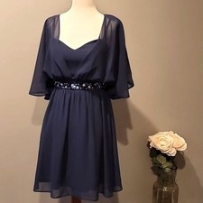 ASOS Fun & Flirty Navy Sheer Open Back Dress Size 4