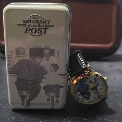 1958 Norman Rockwell Watch With THE SATURDAY EVENING POST Tin. NEW