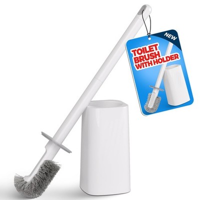 FORASTO Toilet Bowl Brush and Holder Set - Scrubber 1Pack, White 