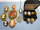 Lot Brooch Pendant Earrings Cameo Vintage Art Deco Jewelry